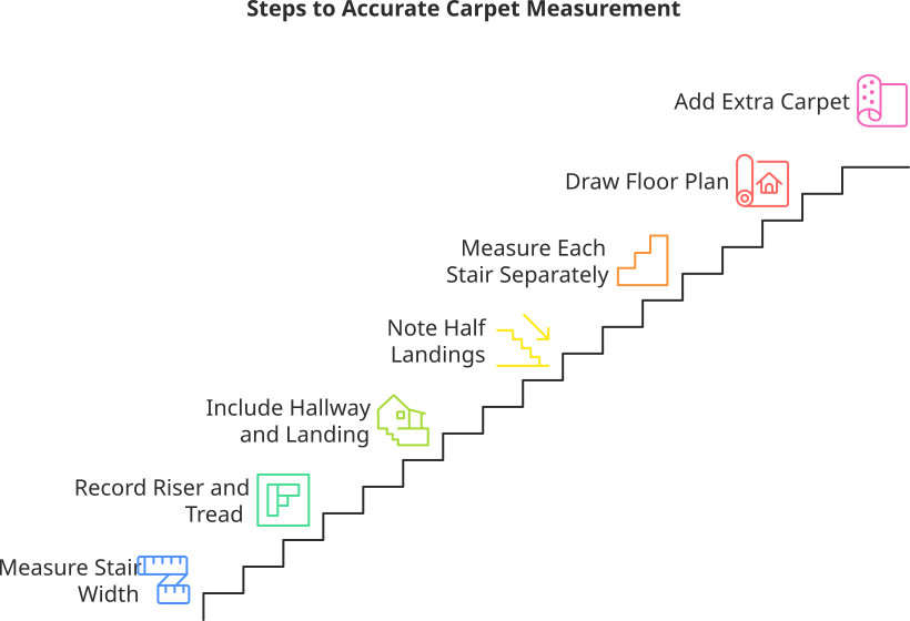 steps to accurate carpet measurement for stairs